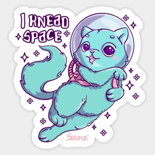 Space cat pun I knead space Sticker